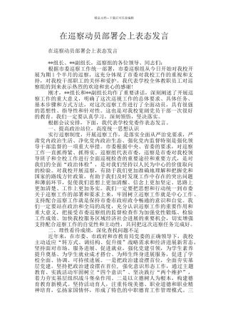 在巡察动员部署会上表态发言