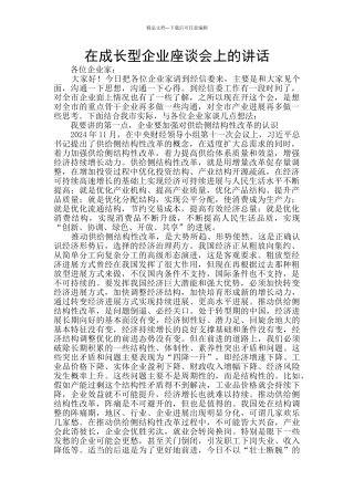 在成长型企业座谈会上的讲话