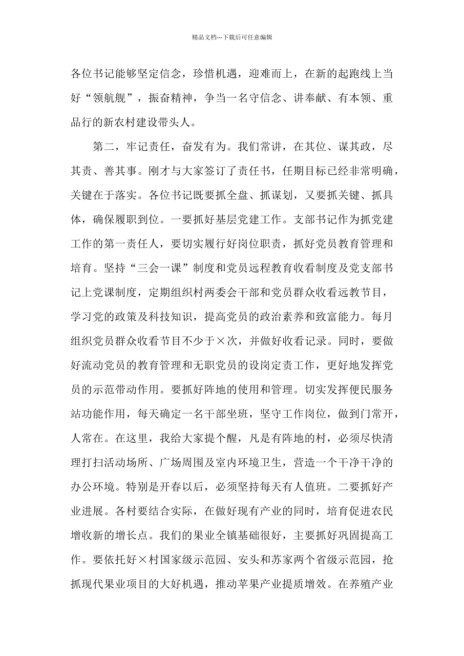 在村党组织书记任职集体谈话会上的讲话_第3页