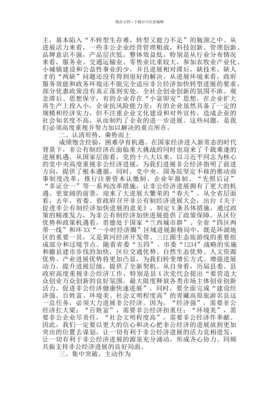 在非公有制经济发展大会上的讲话_第2页