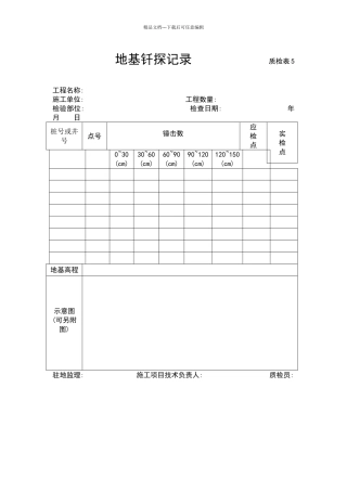 地基钎探记录质检表
