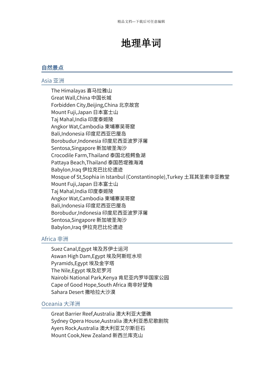 地理英文单词_第1页