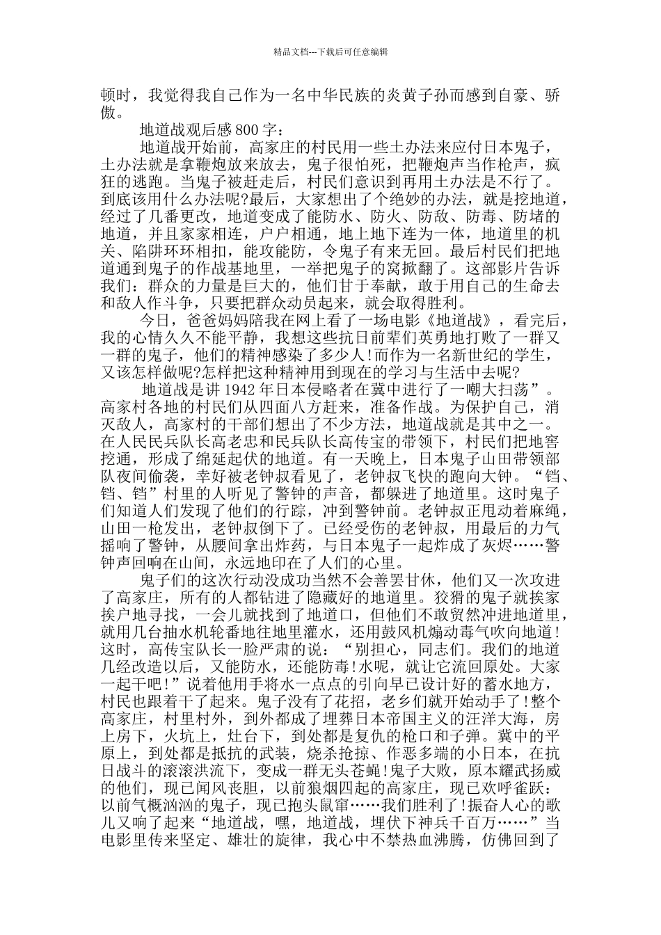 地道战观后感800字五篇_第2页