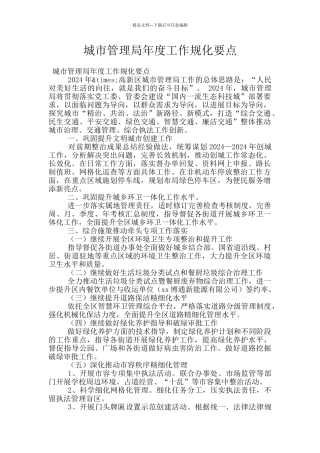 城市管理局年度工作规化要点