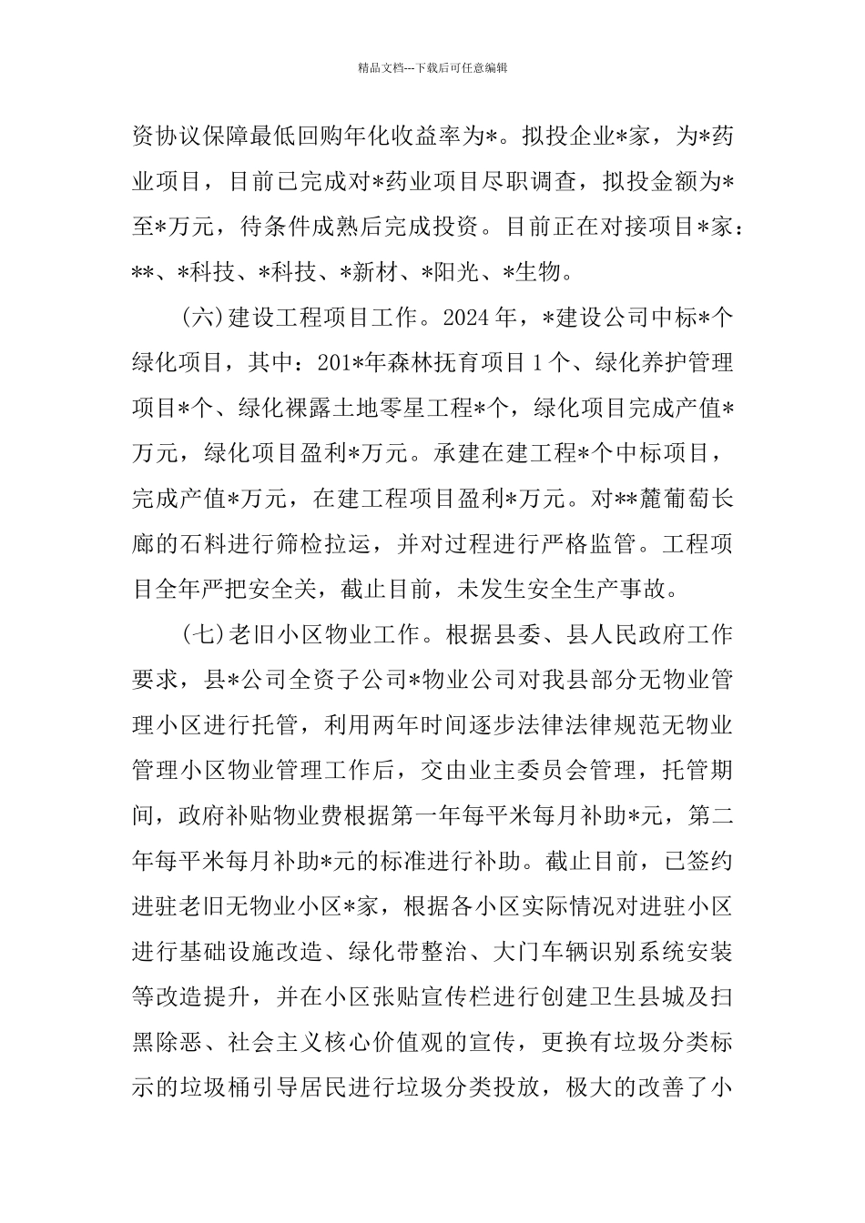 城投公司2024年度工作总结2024年工作计划_第3页