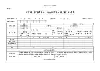城建税、教育费附加、地方教育附加税申报表