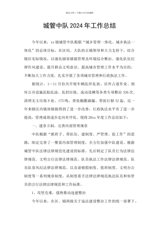 城管中队2024年工作总结-1