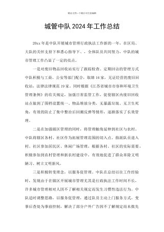 城管中队2024年工作总结-2