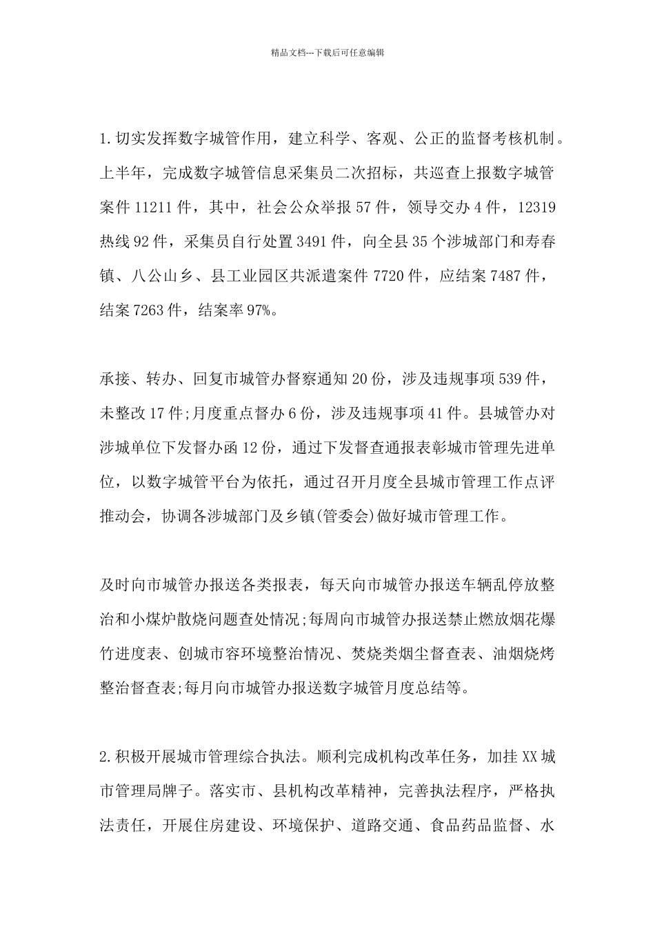 城管局2024年上半年工作总结及下半年工作计划_第2页