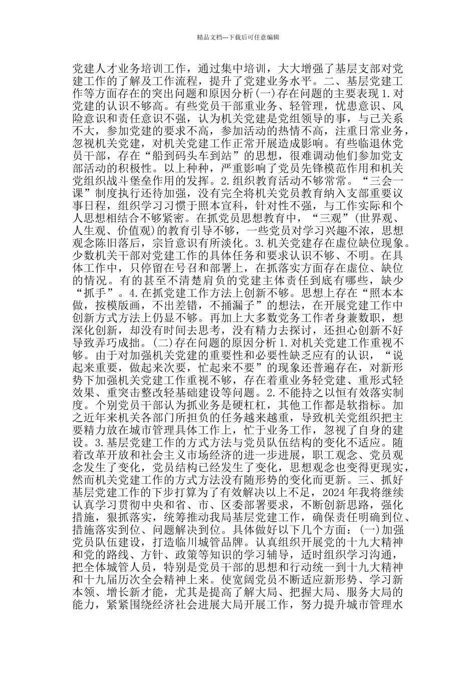 城管局党组书记抓基层党建工作述职报告2024_第3页