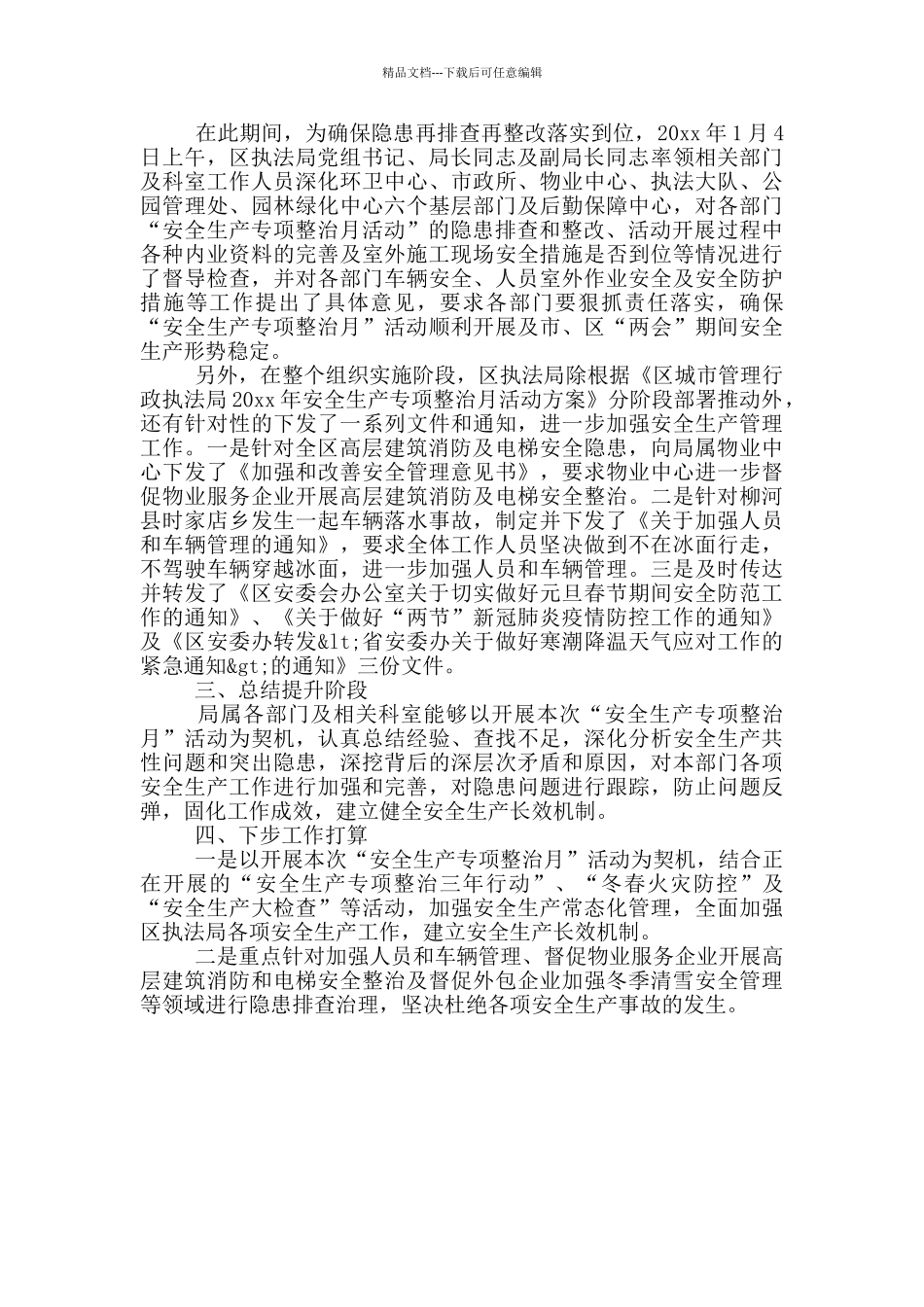 城管局安全生产整治月活动总结范文_第3页