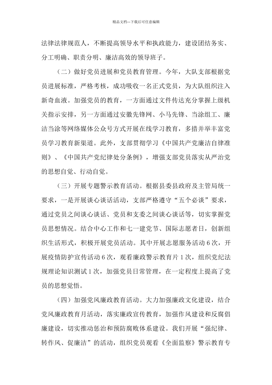 城管执法大队支部书记2024年度述职报告_第2页