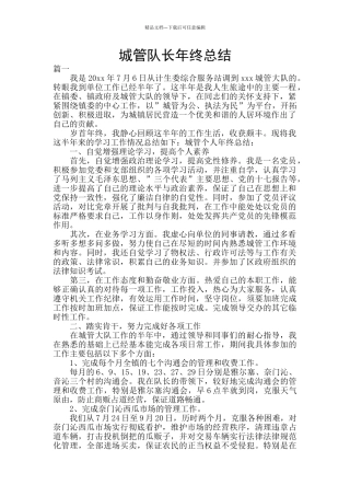 城管队长年终总结