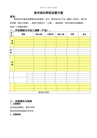 培训学校美术校区运营方案