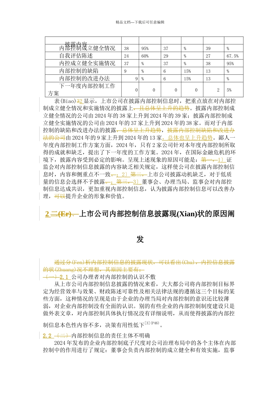 基于管理者视角的内部控制信息披露的现状及成因_第3页