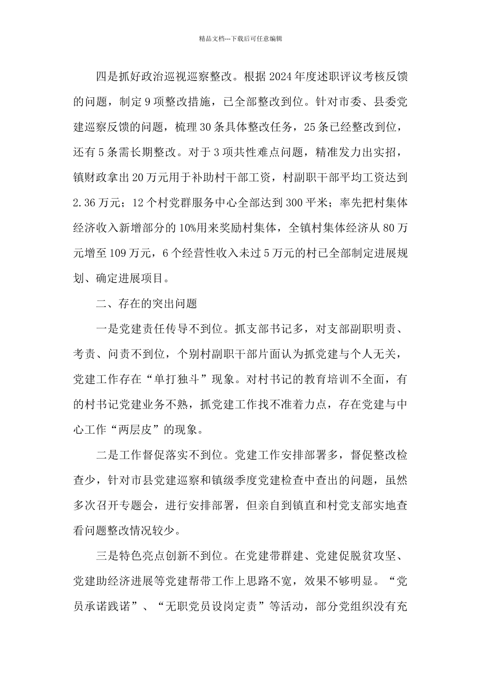 基层2024年党建工作述职报告3篇_第2页