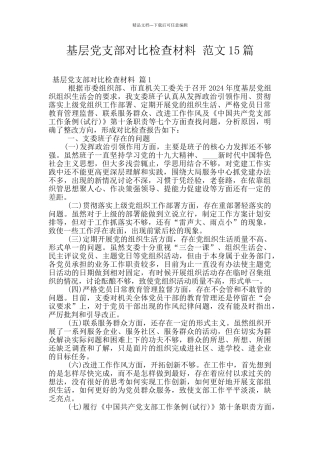 基层党支部对照检查材料