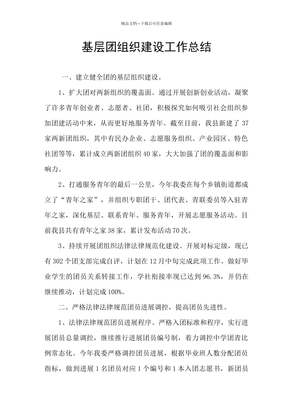 基层团组织建设工作总结_第1页