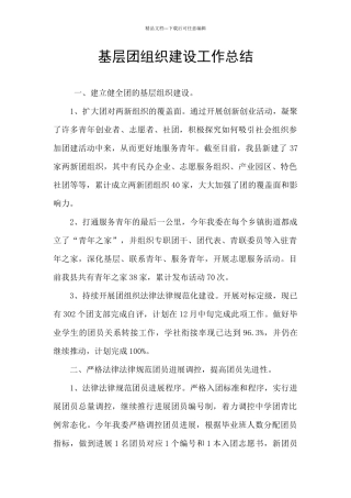 基层团组织建设工作总结