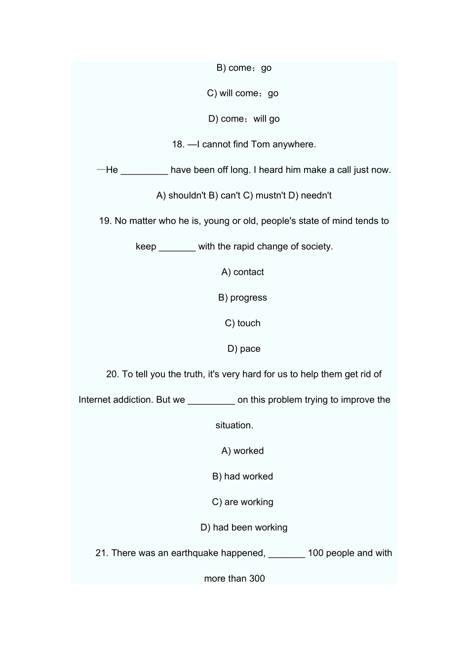 2025年英语三级考试模拟试题及答案_第2页