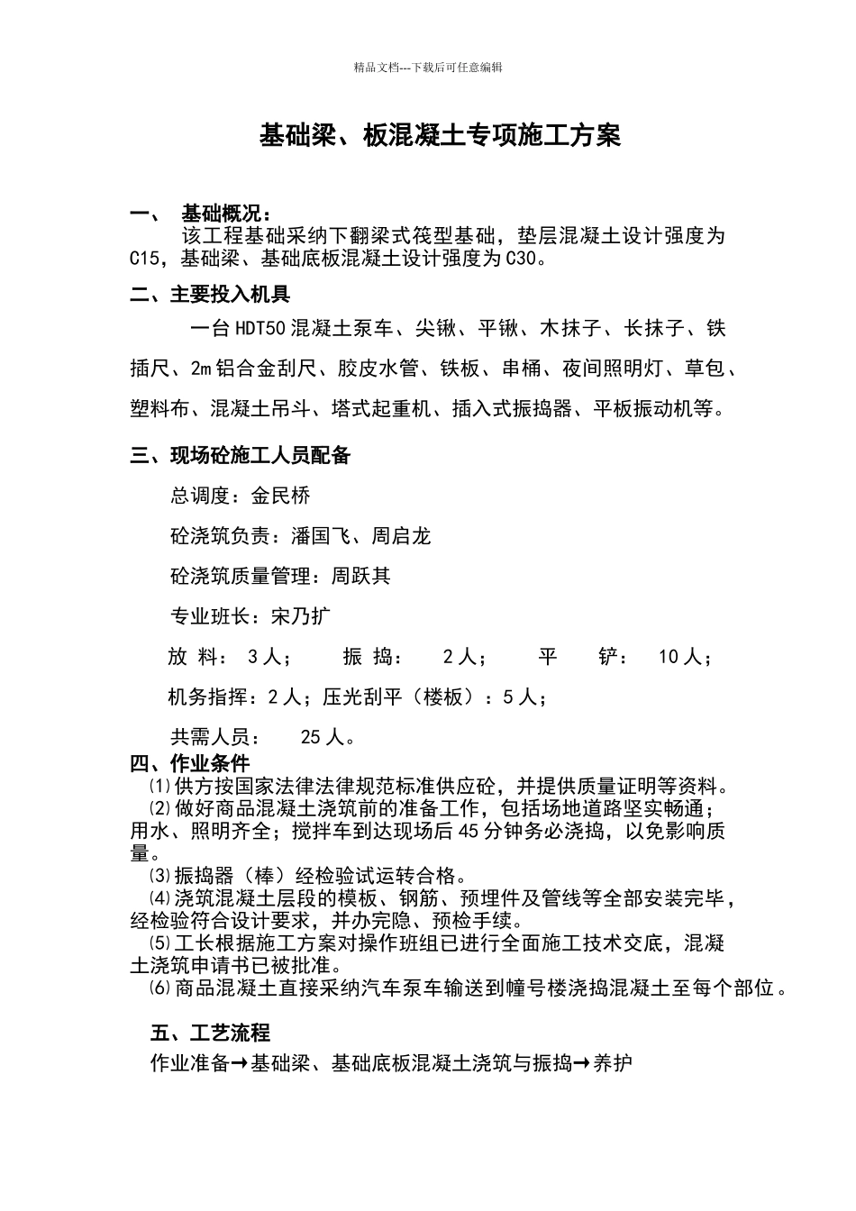 基础梁板混凝土专项施工方案_第1页