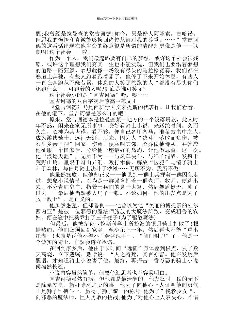 堂吉诃德八百字观后感高中范文五篇_第2页