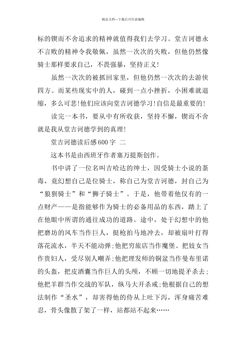 堂吉诃德读后感600字五篇_第2页