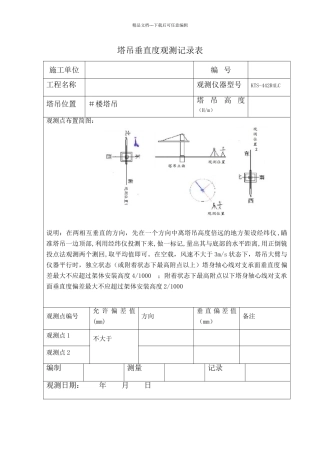 塔吊垂直度观测记录表