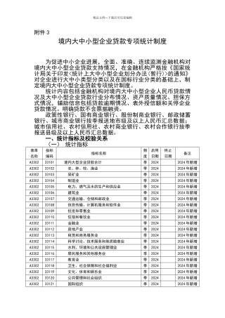 境内大中小型企业贷款专项统计制度