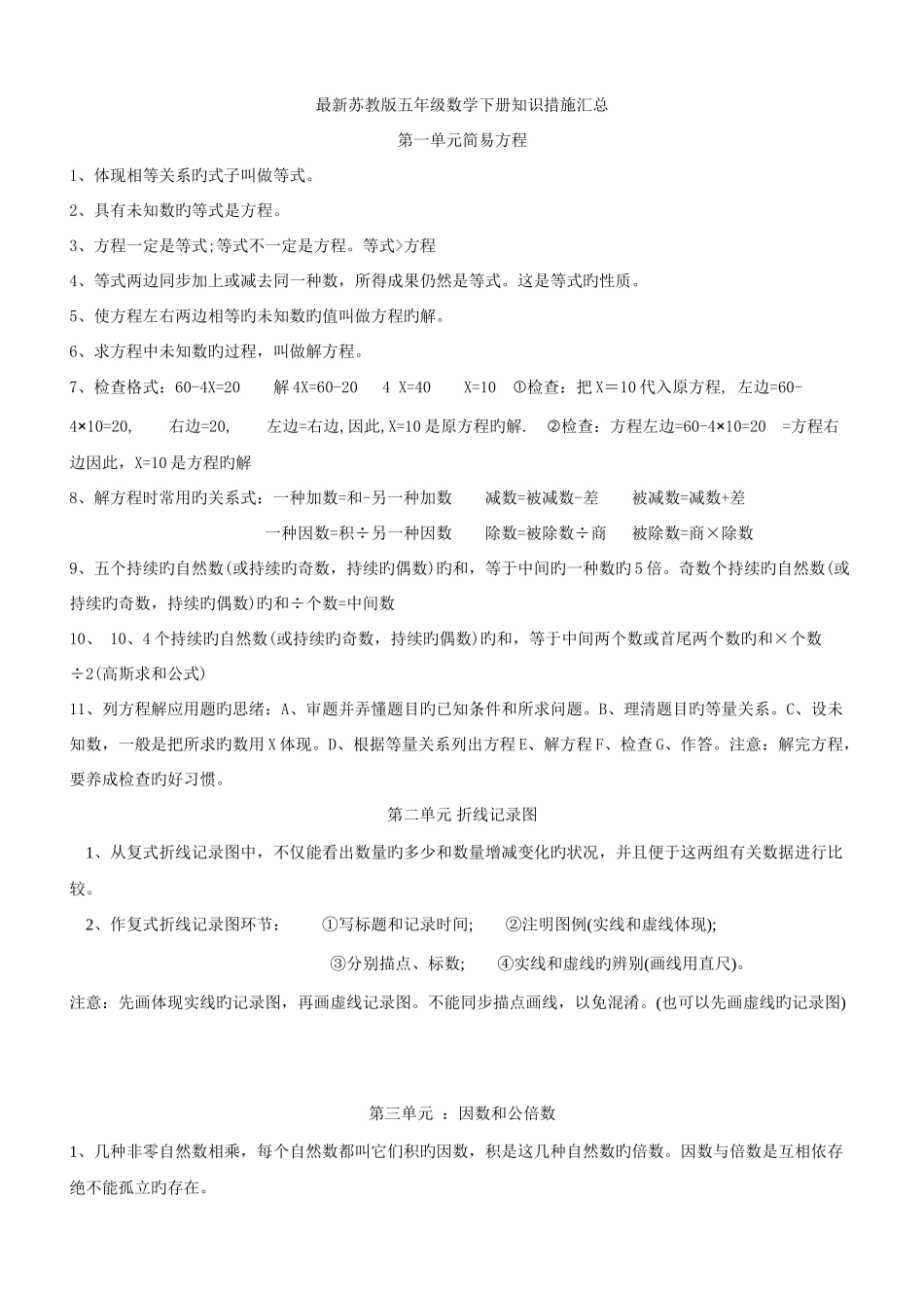 2025年苏教版五年级数学下册知识点概括_第1页