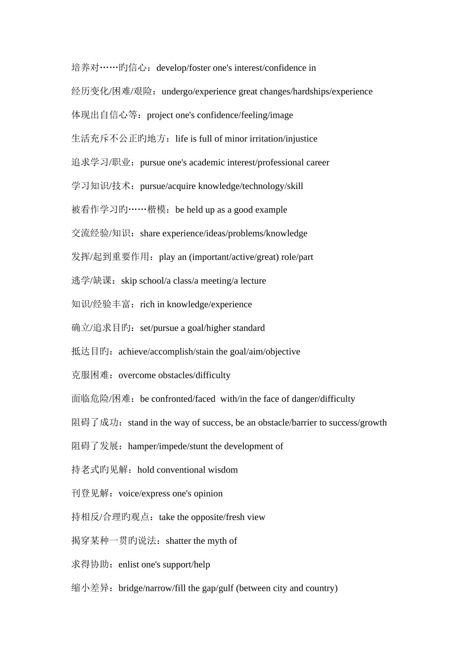 2025年英语六级翻译词组与作文常用短语_第3页