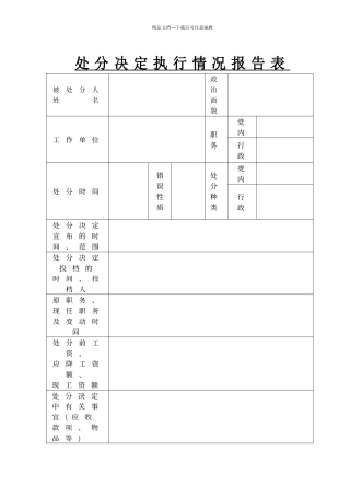 处分决定执行情况报告表3