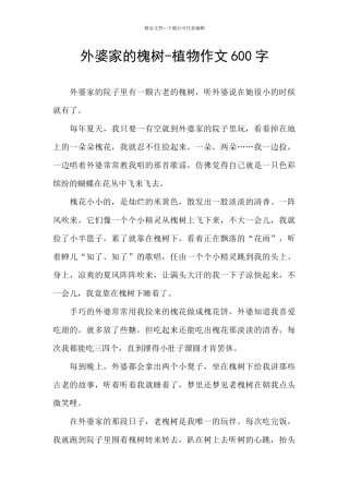 外婆家的槐树