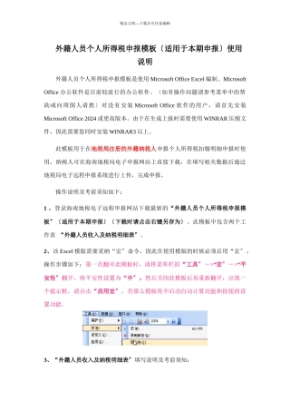 外籍人员个人所得税申报模板使用说明