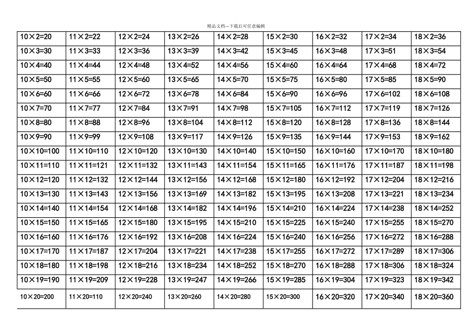 大九九乘法口诀表(打印)_第3页