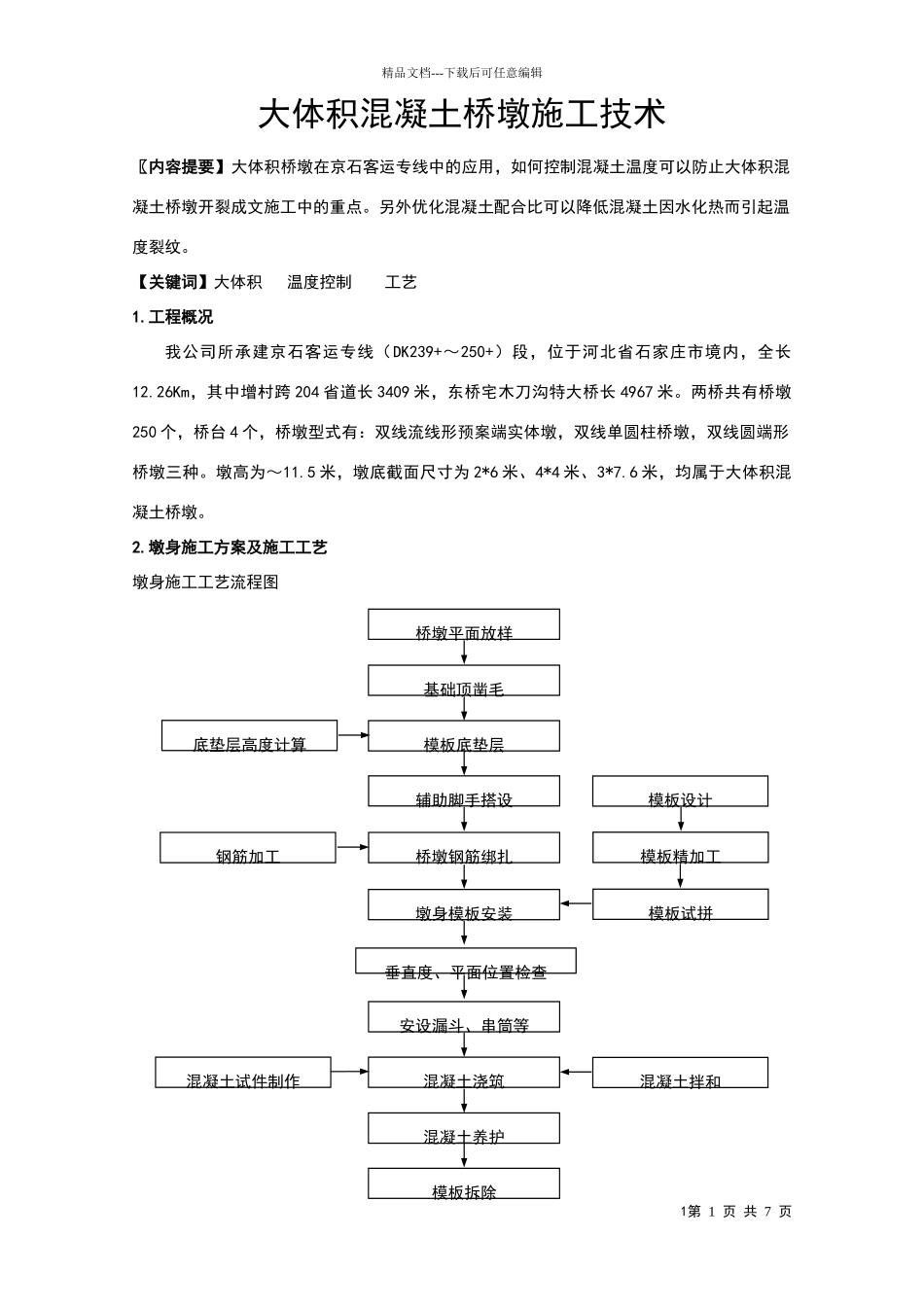大体积混凝土桥墩施工技术要点_第1页