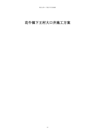 大口井施工组织设计