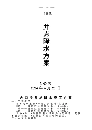 大口径降水方案