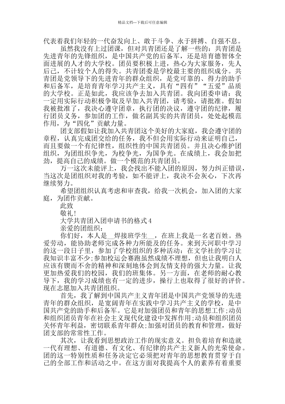 大学共青团入团申请书的格式_第3页