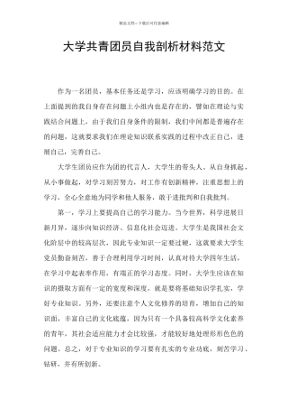 大学共青团员自我剖析材料范文