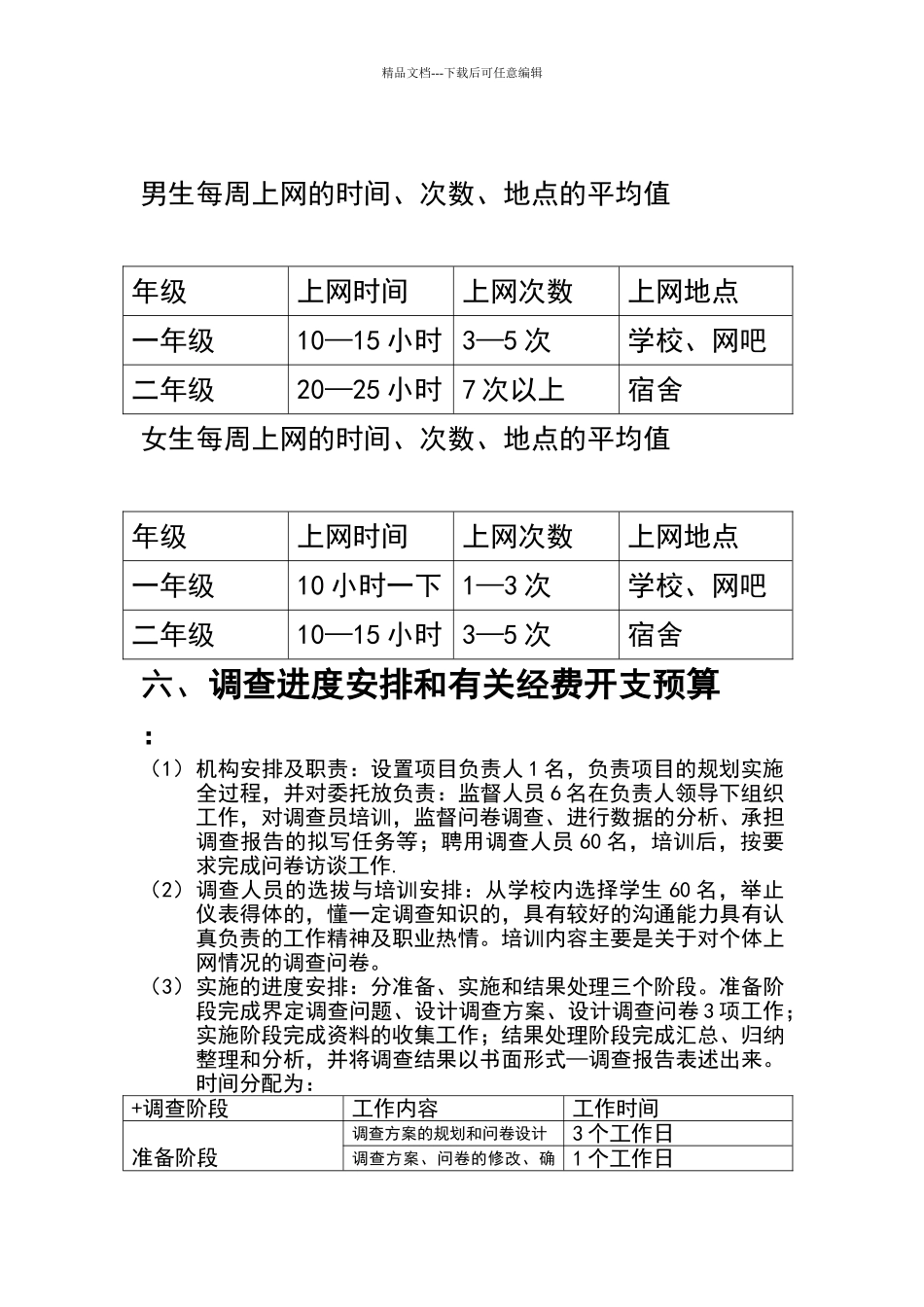 大学生上网情况的调查方案_第2页