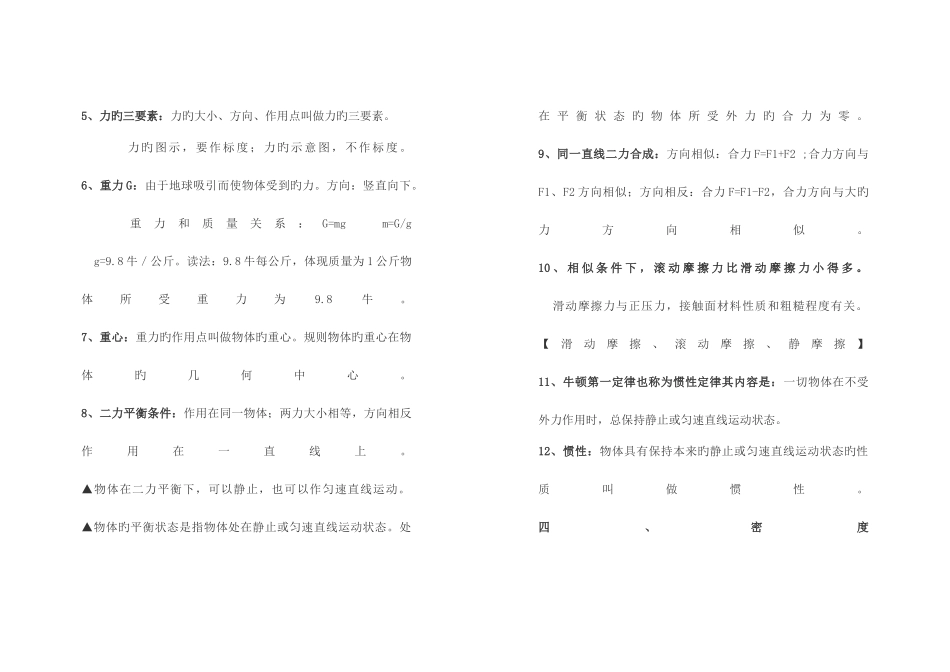2025年浓缩初中毕业物理知识点_第2页