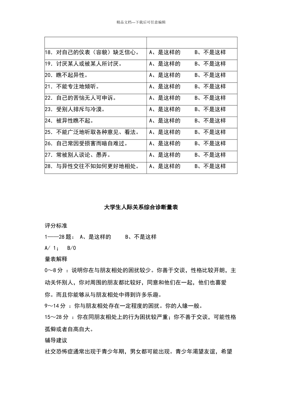 大学生人际关系综合诊断量表_第2页