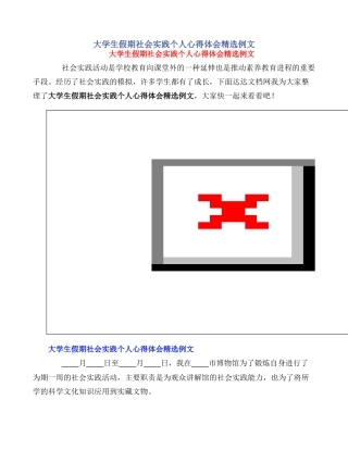 大学生假期社会实践个人心得体会精选例文