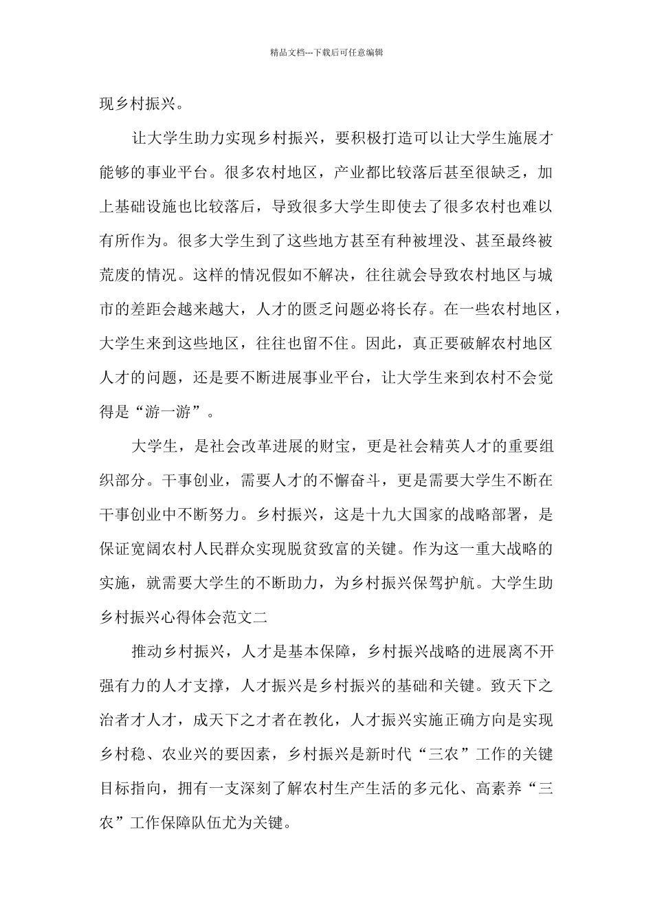 大学生助乡村振兴心得体会范文_第2页