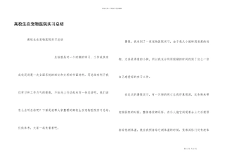 大学生在宠物医院实习总结