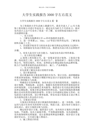 大学生实践报告3000字左右范文