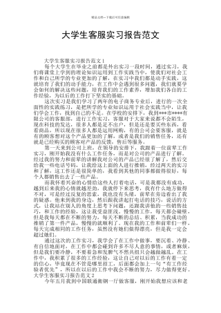 大学生客服实习报告范文