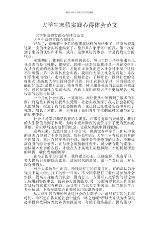 大学生寒假实践心得体会范文