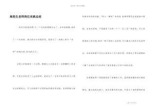 大学生教师岗位实践总结